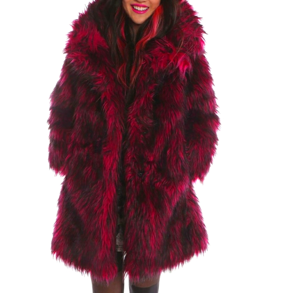 Iron Fist Kitty Kat Future Fuchsia Faux Fur Coat😻